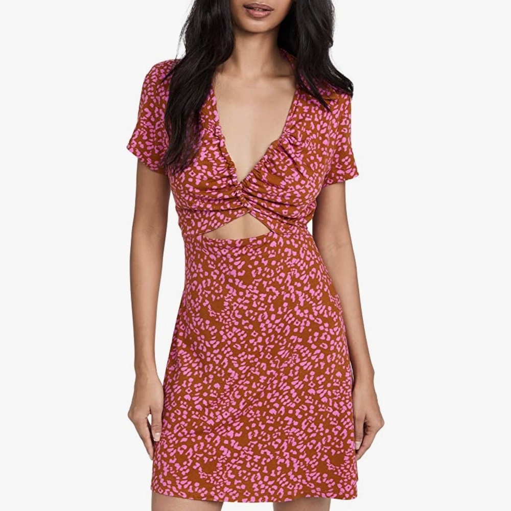 Free People Marsaille Short Sleeve Cutout Mini Dress